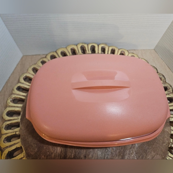 Tupperware Microwave Steamer Serving Bowl 3 Piece Dusty Rose Pink 1273-3 Vintage - Picture 6 of 14